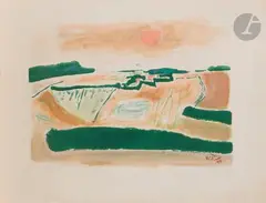 Paysage by Henryk Hayden, 1970, Lithographie rehaussée à la gouache, sold Sep 2025