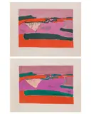 Paysage rose by Henryk Hayden, 1968, Lithographie rehaussée à la gouache, sold Sep 2025