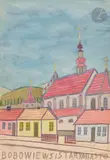 Vue d’un village by Nikifor Krynicki, Aquarelle et gouache, sold Sep 2025