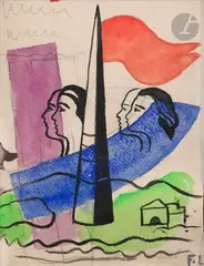 Projet d’affiche by Fernand Léger, Gouache et traits de crayon sur papier, sold Sep 2025