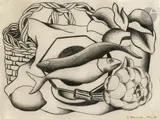 Poissons by Georges Bauquier, 1948, Crayon noir sur papier, sold Sep 2025