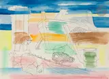 La Raccommodeuse de filets by Georges Bauquier, 1954, Encre et aquarelle sur papier, sold Sep 2025