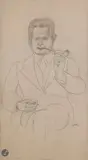 Portrait d’homme à la pipe by Louis Latapie, 1921, Crayon et estompe, sold Sep 2025