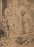L’Éducation du Christ by Heinrich Hofmann, Crayon noir, sold Sep 2025