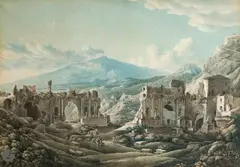 Vue de Taormina by Louis-François Cassas, Aquarelle sur traits gravés, sold Sep 2025