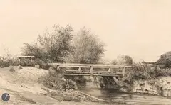 La Passerelle by Camille Flers, Fusain, estompe et rehauts de gouache blanche, sold Sep 2025