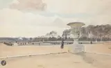 La Terrasse à Versailles by Raymond Cox, vers 1891, Aquarelle et crayon noir, sold Sep 2025