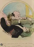La Conversation by Carl Happel, vers 1900, Encre, aquarelle et crayon bleu sur traits de mine de plomb, sold Sep 2025