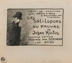 Dessin préparatoire à la publicité pour la parution des Soliloques du pauvre de Jehan Rictus dans la Revue le Canard Sauvage by Théophile Steinlen, 1903, Encre et crayon noir, sold Sep 2025