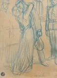 Le Baiser du condamné by Théophile Steinlen, Crayon bleu, sold Sep 2025