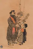 Les musiciens de rue by Théophile Steinlen, vers 1894, Fusain et crayon rouge, sold Sep 2025