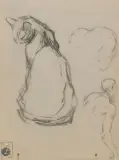 Chat et homme, feuille d’étude. Au dos, étude de chat by Théophile Steinlen, Crayon noir, sold Sep 2025