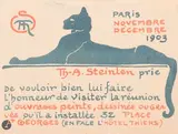 Carte d’invitation à l’exposition des ouvrages peints, dessinés ou gravés de l’artiste, place Saint-Georges,novembre-décembre 1903 by Théophile Steinlen, Lithographie, sold Sep 2025