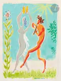 Faune à la Musique by Marc Saint-Saëns, Gouache, sold Jul 2025