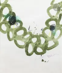 Composition by Jean Capdeville, vers 1970, Lithographie rehaussée au crayon gras et aquarelle, sold Jul 2025