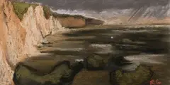 Falaises by Roseline Granet, vers 1990, Pastel, sold Jul 2025