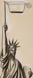 La Statue de la Liberté tirant la chasse d'eau by Jane Graverol, Fusain, gouache et collage sur papier, sold Jul 2025