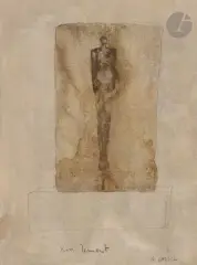 Personnage by Axel Cassel, Aquarelle et traits de crayon noir sur fond gouaché, sold Jul 2025