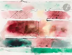 Composition by Paul Kallos, 1985, Encre et aquarelle, sold Jun 2025