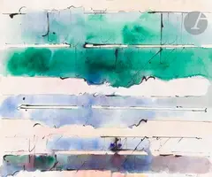 Strates by Paul Kallos, 1985, Encre et aquarelle, sold Jun 2025