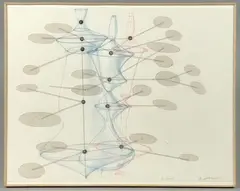 Souffle, 16.10.08 by Bernard Moninot, Crayon, aquarelle, collages de mica et de fils métallisés sur papier, sold Apr 2024