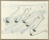 Souffle, 21.3.08 by Bernard Moninot, Crayon, aquarelle, collages de mica et de fils métallisés sur papier, sold Apr 2024