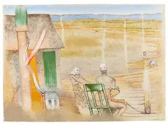 Stolen Blessing... Drawn in sand by Irving Petlin, 1986, Pastel, sold Apr 2024