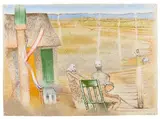 Stolen Blessing... Drawn in sand by Irving Petlin, 1986, Pastel, sold Apr 2024