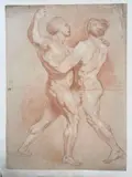 Double académie d'homme by Jean Girardet, Sanguine, sold Mar 2024