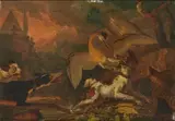 Héron forcé par des chiens by Abraham Hondius, Panneau de chêne, une planche, renforcé, sold Mar 2024