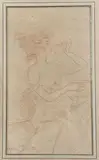 Jeune femme à la tasse buvant by Henri Boutet, Sanguine sur papier brun, sold Feb 2024