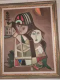 Composition aux deux personnages by Léo Roth, Toile, sold Feb 2024