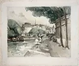 Les quais de Seine à Paris by Hermann Edouard Wagner, Lithographie, sold Feb 2024