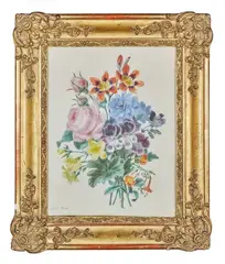 Jeté de fleurs by Adèle Riché, Aquarelle partiellement gouachée sur traits de crayon noir sur vélin, sold Dec 2023