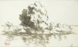 Bords de la Seine à Rolleboise by Maximilien Luce, Lavis d'encre sur traits de crayon, sold Dec 2022