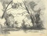 Méricourt, le petit bras de Seine by Maximilien Luce, Lavis sur traits de crayon, sold Dec 2022