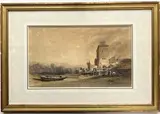 L'entrée du village à marée basse by Jules Achille Noël, Aquarelle gouachée, sold Dec 2022