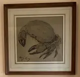 Crabe tourteau by Henry Caron, Gouache et aquarelle sur papier brun, sold Dec 2022