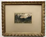 Coucher de soleil by Henri Harpignies, 1897, Aquarelle gouachée, sold Dec 2022