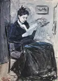 Femme à sa lecture by Fernand Piet, Gouache et encre, sold Oct 2022