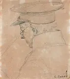 Portrait de M. Sennegon coiffé d'une casquette de trois-quart by Jean-Baptiste Camille Corot, Crayon, annoté postérieurement en bas à droite, sold Jun 2022