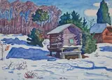 Lausanne, chalet sous la neige by Henri de Saint-Delis, Aquarelle rehaussée de gouache, sold Jun 2022