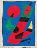 L'oiseau bleu, 1974 Joan MIRÓ (1893-1983) L'oiseau bleu by Joan Miró, 1974, Gouache et encre de Chine sur une feuille d'un carnet à dessins à spirales, contrecollée s, sold Jun 2022