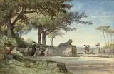 Terrasse en Italie by Auguste Anastasi, Aquarelle, sold May 2022