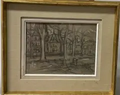Quartier by Auguste Chabaud, Fusain, lavis, gouache blanche signé en bas à droite, sold Feb 2023