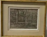 Quartier by Auguste Chabaud, Fusain, lavis, gouache blanche signé en bas à droite, sold Feb 2023