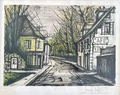 Rue de banlieue by Bernard Buffet, Lithographie en couleur, sold Feb 2023