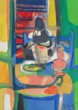 Intérieur Grec" by Marcel Mouly, 1974, Aquarelle et gouache signée et datée «, sold Oct 2022