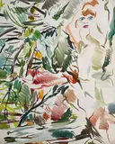 Femme au jardin by Jean Aujame, 1948, Aquarelle signée au verso, sold Oct 2022