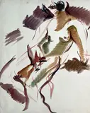 Nu feminin by Jean Aujame, Aquarelle, sold Oct 2022